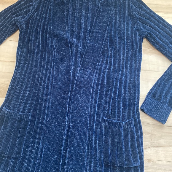 Marty M Womens M Blue Long Soft Open Cardigan. Ribbed with pockets. So comfy! - Picture 10 of 12